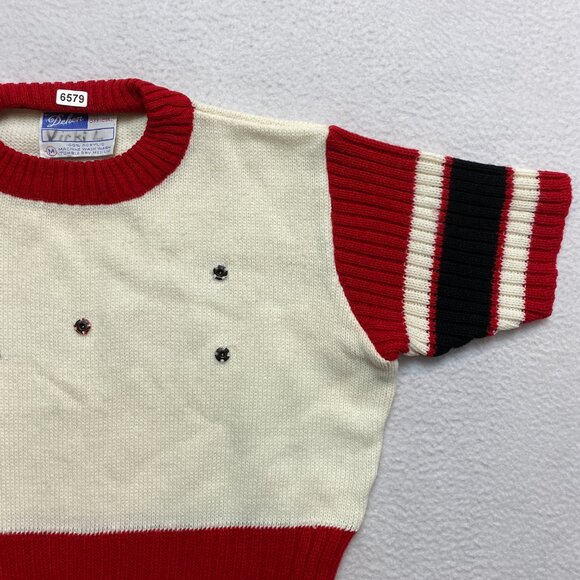 Vintage Dehen Sweater Childs M Beige Short Sleeve Knit 100% Acrylic Pullover - Picture 3 of 11